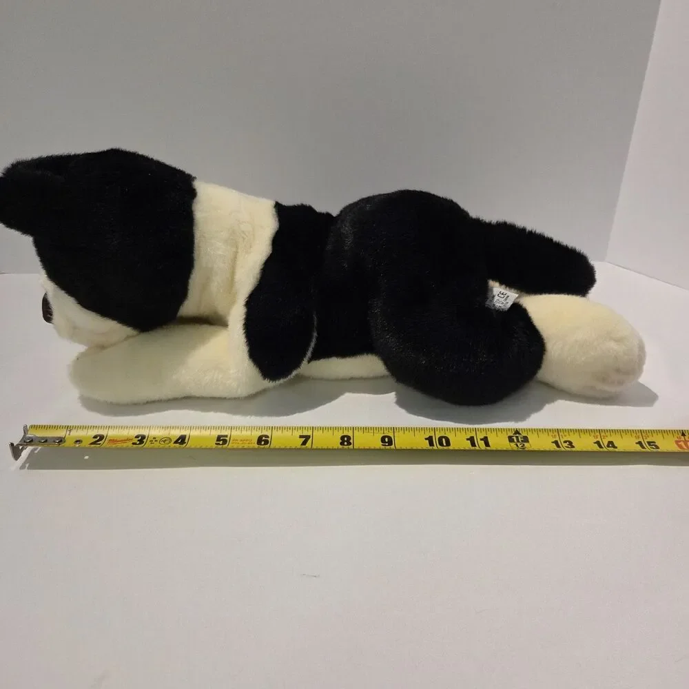 Russ Berrie Frazier Puppy Dog Plush Black White 15” Weighted Floppy Stuffed Toy